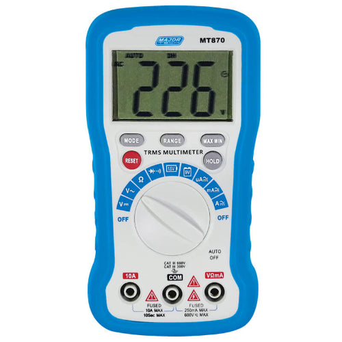 MT870 600V AC/DC TRMS Compact Multimeter, CAT III 300V