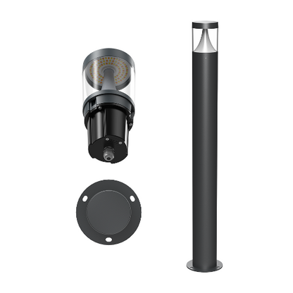LED Bollard 12W 4CCT IP65 Round Black FB001