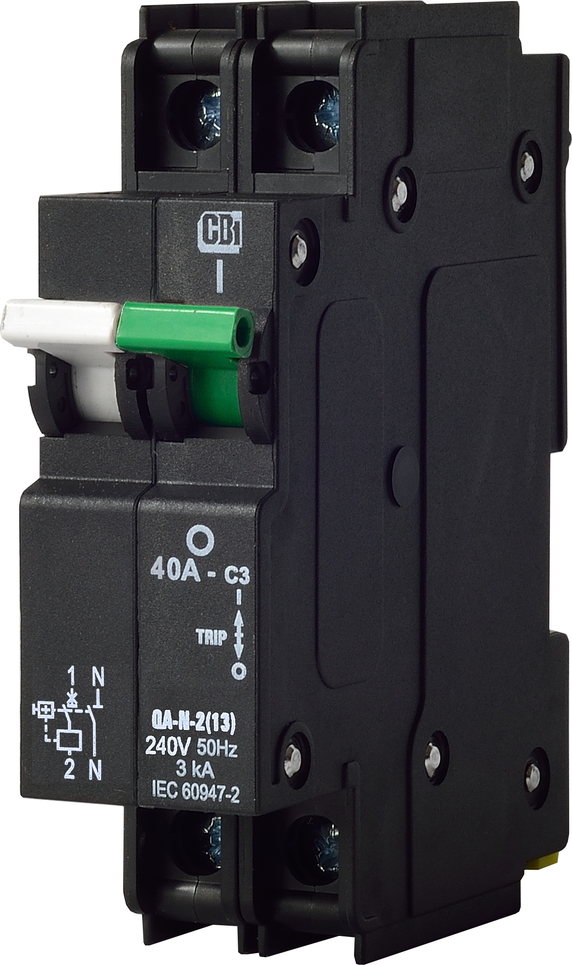QF-N-2(26MM)45A 1P+N 6KA White/Green Breaker/Isolator