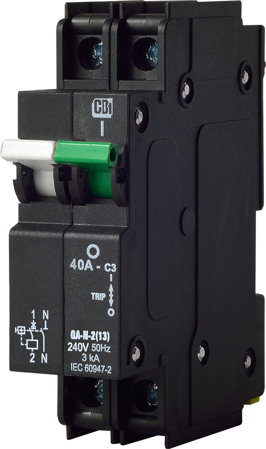 QF-N-2(26MM)30A 1P+N 6KA White/Green Breaker/Isolator