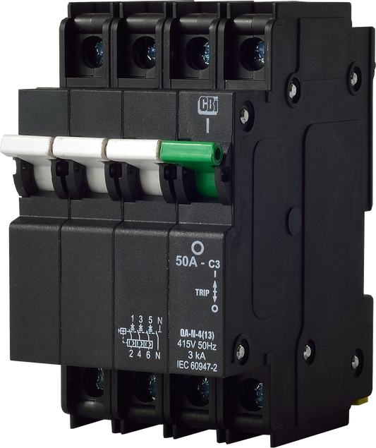 QF-N-4(26MM)40A 3P+N 6KA White/Green Breaker/Isolator