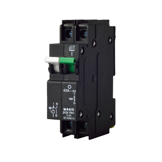 QF-N-2(26MM)40A 1P+N 6KA White/Green Breaker/Isolator