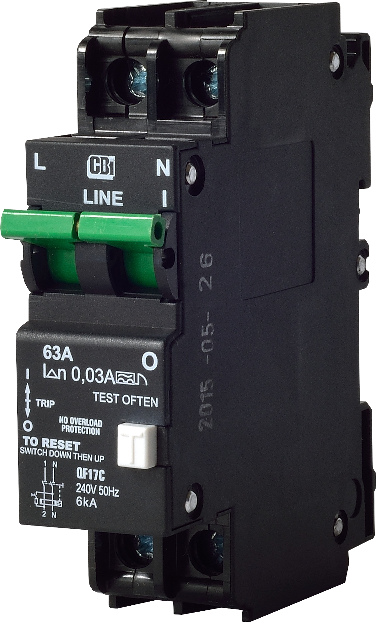 QF17C 63A D/P E/Leak No Overload Protection