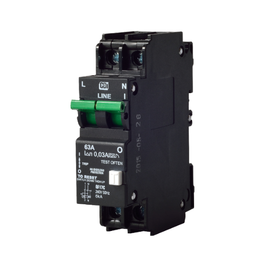 QF17C 63A D/P E/Leak No Overload Protection