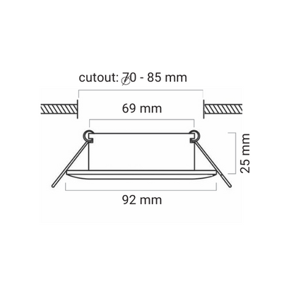 DOWNLIGHTER R219 SILVER SQUARE 92MM
