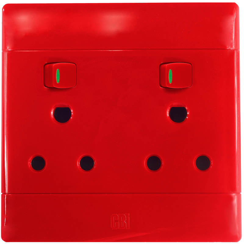 SUP677-R 16A 4x4 Double Dedicated Switched Socket Outlet