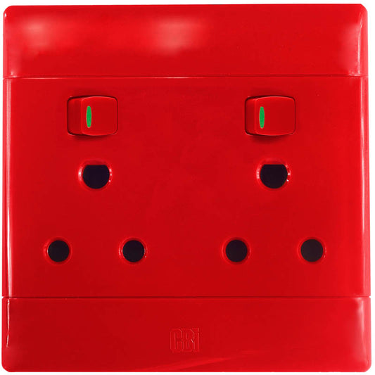 SUP677-R 16A 4x4 Double Dedicated Switched Socket Outlet