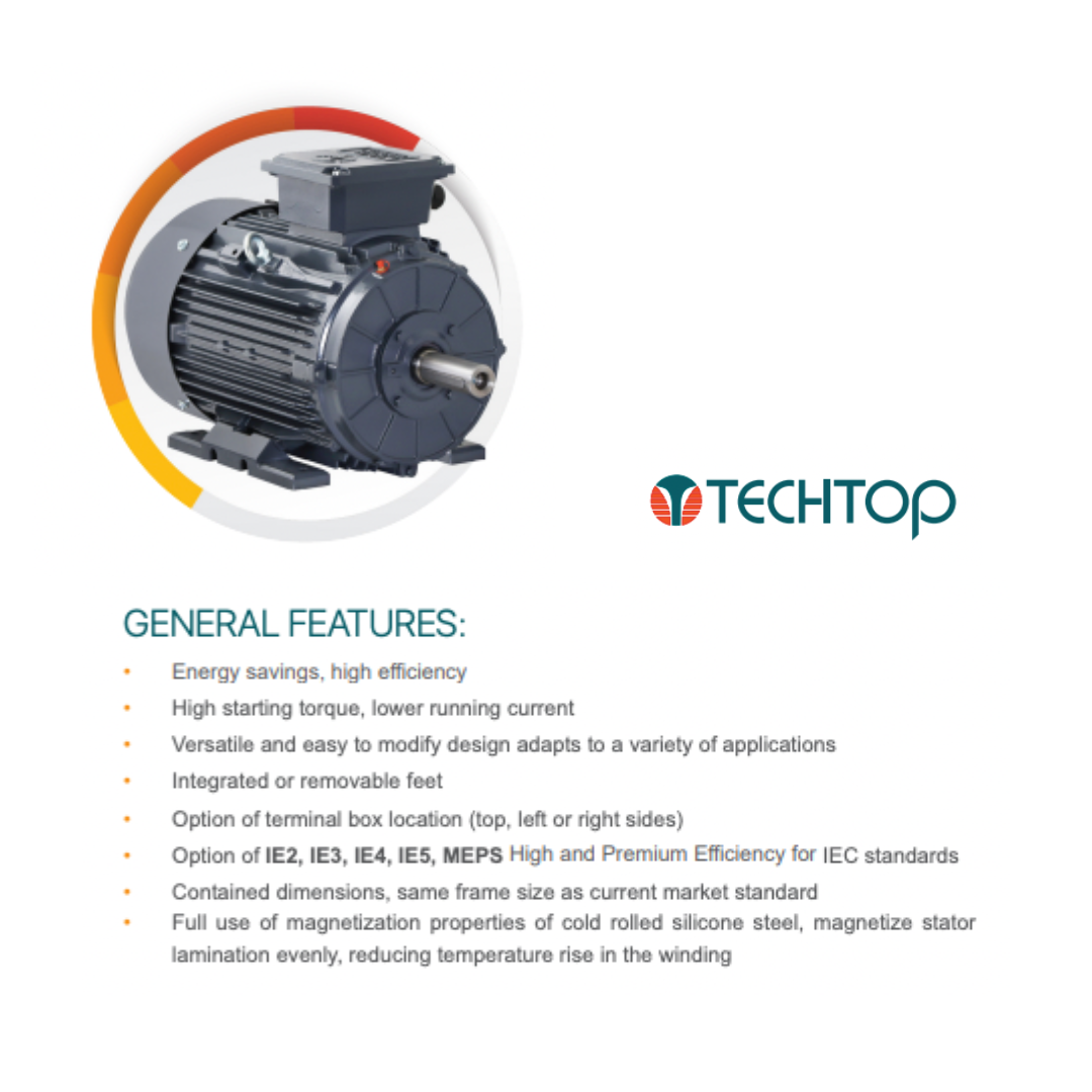 TechTop Electric Motors - 4 Pole 3 Phase IE3 - Online Electrical