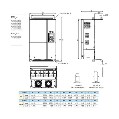 VFD450C43S-00 45KW 3Phase 380-480VAC AC Motor Drive