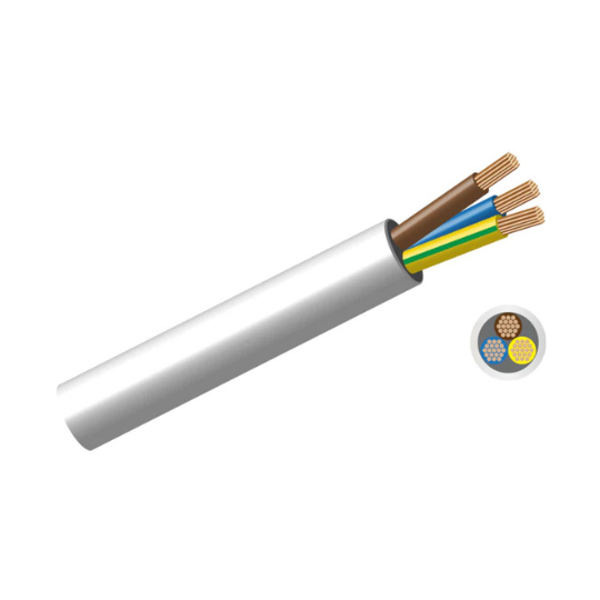 2.5mm x 3core Cabtyre Cable White 100M Roll