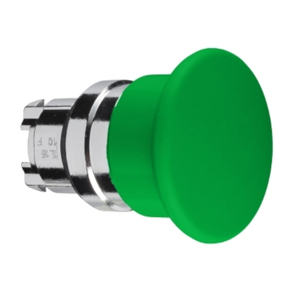 Harmony XB4. Mushroom push button head Ø40. metal. green. Ø22. spring return