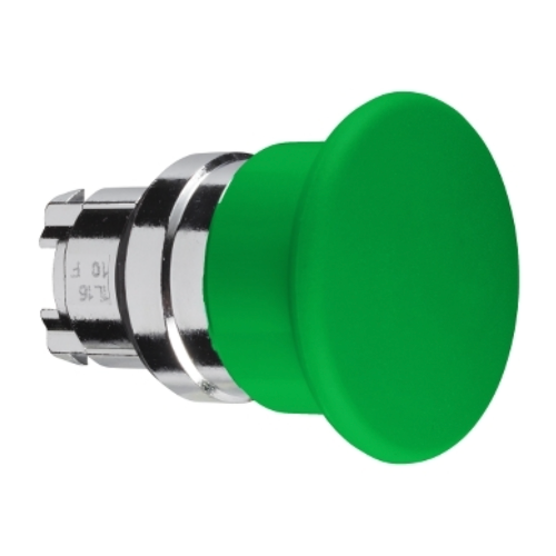 Harmony XB4. Mushroom push button head Ø40. metal. green. Ø22. spring return